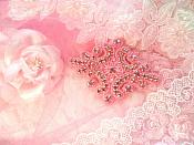 Glass Rhinestone Applique Pink Beaded Iron On Embellishing Patch High Quality 4" (JB115)