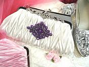 Lavender Rhinestones Purple Beaded Applique with Lavender Backing 4" (JB115)