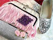 Lavender Rhinestones Purple Beaded Applique with Lavender Backing 4" (JB115)