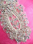 JB123 Pearl Applique Crystal Clear Silver Beaded Rhinestone  8.25"