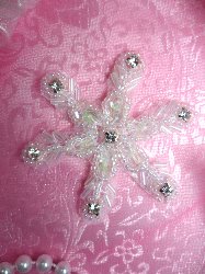 JB125 Beaded Crystal Rhinestone Snowflake Crystal AB Sequin Applique 2.5"