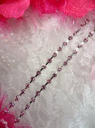 JB148 Pink Silver Elegant Rhinestone Chain Sewing Trim 1/8"