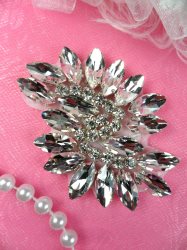 JB234 Glass Rhinestone Applique Crystal Marquise Swirl 2.5"