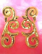 Sequin Appliques Mirror Pair Gold Scroll Designer 6.5" JB239X