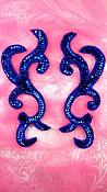 JB240 Blue Scroll Designer Sequin Appliques Mirror Pair 6.75"