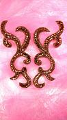JB240 Bronze Scroll Designer Sequin Appliques Mirror Pair 6.75"