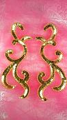 JB240 Gold Scroll Designer Sequin Appliques Mirror Pair 6.75"