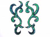 Peacock Scroll Designer Sequin Appliques Mirror Pair 6.75"  JB240X