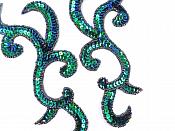 Peacock Scroll Designer Sequin Appliques Mirror Pair 6.75"  JB240X