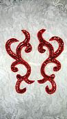 JB240 Red Scroll Designer Sequin Mirror Pair 6.75"