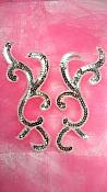 JB240 Mirror Pair Silver Scroll Designer Sequin Appliques 6.75"