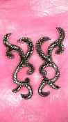 JB240 Smoke Scroll Designer Sequin Appliques Mirror Pair 6.75"