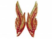 Sequin Appliques Red Flames of Fire Mirror Pair Beaded Patch HOLOGRAPHIC 10" JB255X