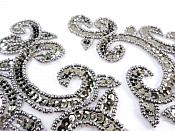 Appliques Sequin Gunmetal Mirror Pair Beaded Clothing Patch 6" JB275