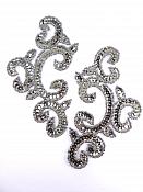Appliques Sequin Gunmetal Mirror Pair Beaded Clothing Patch 6" JB275