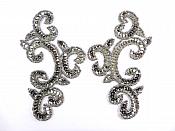 Appliques Sequin Gunmetal Mirror Pair Beaded Clothing Patch 6" JB275