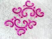 Sequin Appliques Fuchsia Mirror Pair Sewing Clothing Patch Motifs 6" JB275X
