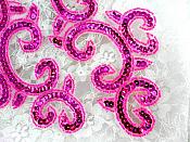Sequin Appliques Fuchsia Mirror Pair Sewing Clothing Patch Motifs 6" JB275X