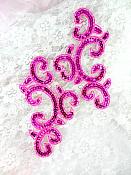 Sequin Appliques Fuchsia Mirror Pair Sewing Clothing Patch Motifs 6" JB275X