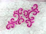 Sequin Appliques Fuchsia Mirror Pair Sewing Clothing Patch Motifs 6" JB275X