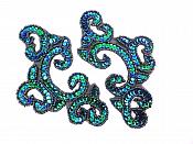 Peacock Black Backing Mirror Pair Sequin Beaded Appliques Dance Costume Clothing Patch 6" JB275X
