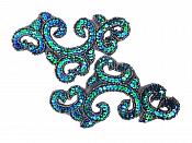 Peacock Black Backing Mirror Pair Sequin Beaded Appliques Dance Costume Clothing Patch 6" JB275X