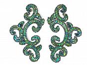 Peacock Mirror Pair Sequin Beaded Appliques Dance Costume Clothing Patch 6" JB275X