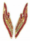 Appliques Flames Red Orange Gold Sequin Beaded MIRROR PAIR 5" JB277X