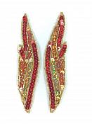 Appliques Flames Red Orange Gold Sequin Beaded MIRROR PAIR 5" JB277X