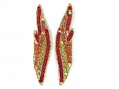 Appliques Flames Red Orange Gold Sequin Beaded MIRROR PAIR 5" JB277X