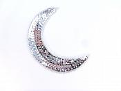 Moon Silver Applique Sequin Beaded Patch 4.25" JB285