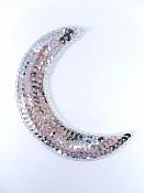 Moon Silver Applique Sequin Beaded Patch 4.25" JB285