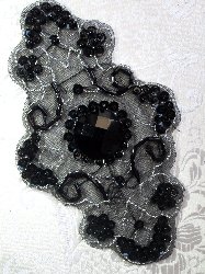 JB35 Emma Black Silver Beaded Sequin Applique 5.75"