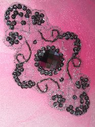 JB35 Emma Gunmetal Beaded Sequin Applique 5.75"