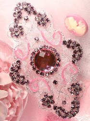JB42 Cassandra Princess Pink Glass Beaded Rhinestone Applique 5.75"