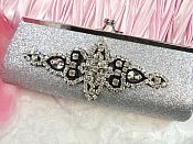 Black Backing Black Beaded Crystal Rhinestone Applique Iron-On 6" (JB47)