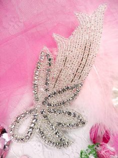 JB6 Crystal Clear Rhinestone Silver Beaded Applique 6"