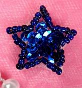 JB70  Blue Star One Inch Beaded Sequin Applique 1"