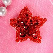 JB70 Star Applique Red One Inch Beaded Sequin 1"