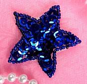JB72 Star Applique 2 inch Blue Sequin Beaded