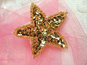 2 inch Gold Star Applique Sequin Beaded (JB72)
