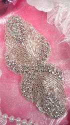 JB92 Crystal Rhinestone Applique Silver Beaded 5.25"
