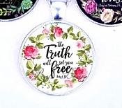 Scripture Necklace The Truth Will Set You Free Pendant Inspirational Christian Jewelry w/ Silver Chain JW109