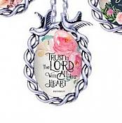 Scripture Necklace Trust In The Lord With All Your Heart Dove Pendant Inspirational Christian Jewelry w/ Silver Chain JW139