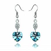 Earrings Silver Crystal Rhinestone Turquoise Heart Dangle Jewelry  (JW17)