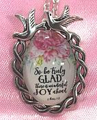 Scripture Necklace So Be Truly Glad There Is Wonderful Joy Ahead Dove Pendant Inspirational Christian Jewelry w/ Silver Chain JW195