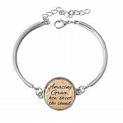 Bracelet Scripture Pendant "Amazing Grace How Sweet the Sound" Inspirational Christian Jewelry Silver JW217