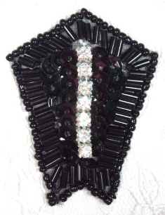 0482 Black Rhinestone 2.25" Sequin Beaded Applique