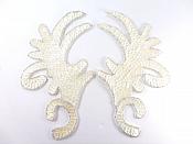 RMK8101X White AB Silver Claw Mirror Pair 6.75" Sequin Beaded Appliques