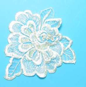 E2708 ( Left ) Ivory Venice Lace Floral Applique 6"